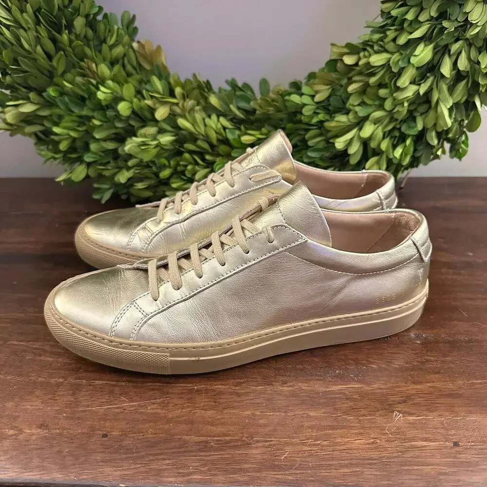 Woman by Common Hearts Achilles Low‎ Top Gold Sneakers 40